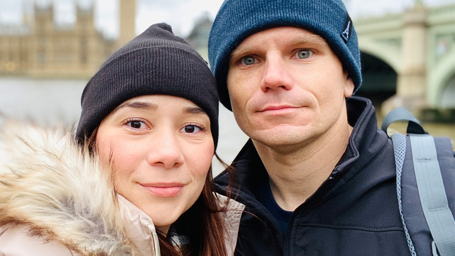 Noryari Santiago-Carpio and her husband pose for a selfie.